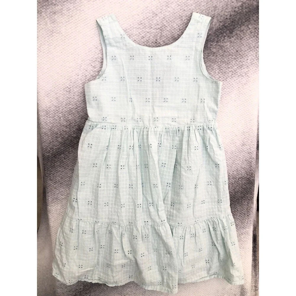 Cat & Jack Girls XL 14 Sleeveless Eyelet Dress Light Blue Cotton Summer Sundress